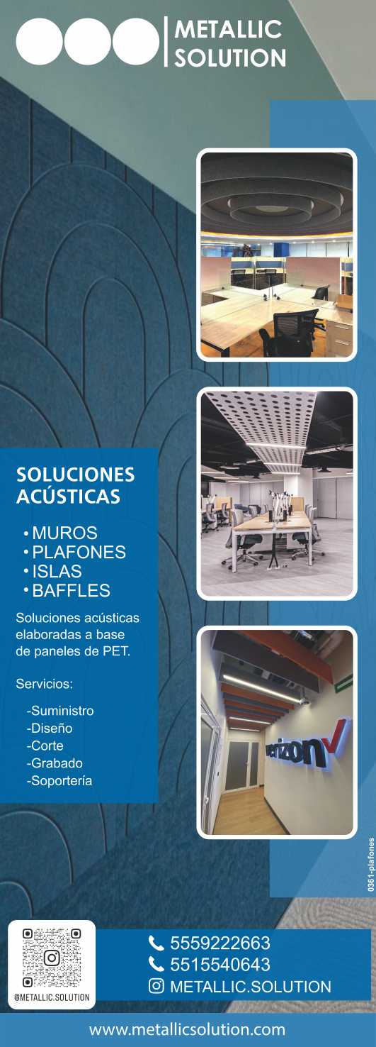 Acoustic solutions made from PET, walls, ceilings, islands, baffles. Supplies, design, cutting, engraving, support