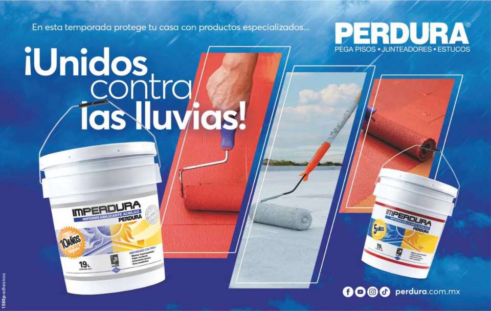 Protect your home this rainy season with specialized Perdura products. The best waterproofing, floor adhesives, jointing, porcelain and stucco adhesives.