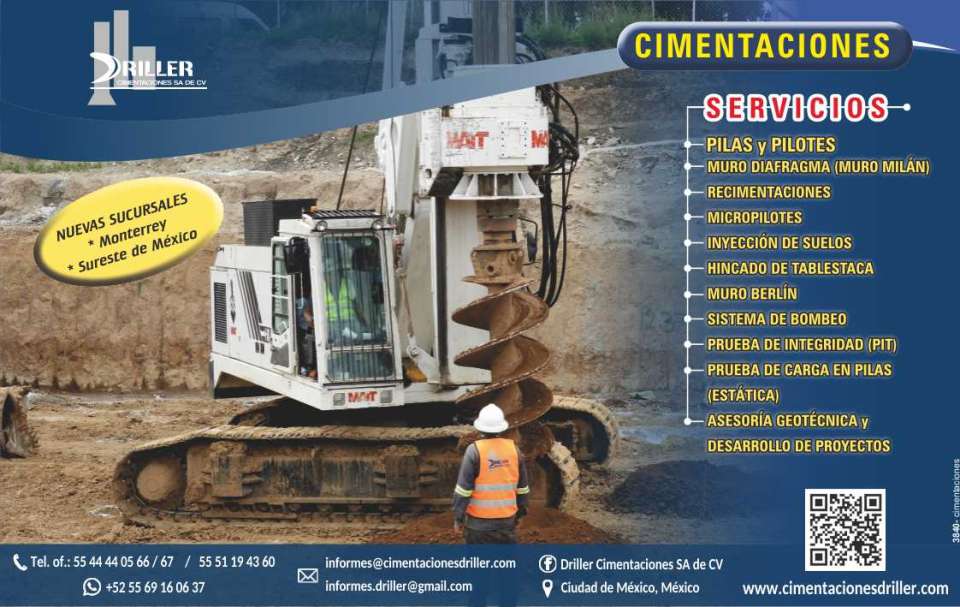 Foundations, Piles and Piles, Diaphragm Wall, Foundations, Micropiles, Soil Injection, Sheet Piling, Berlin Wall, Pumping System, PIT, Load Test in Piles.