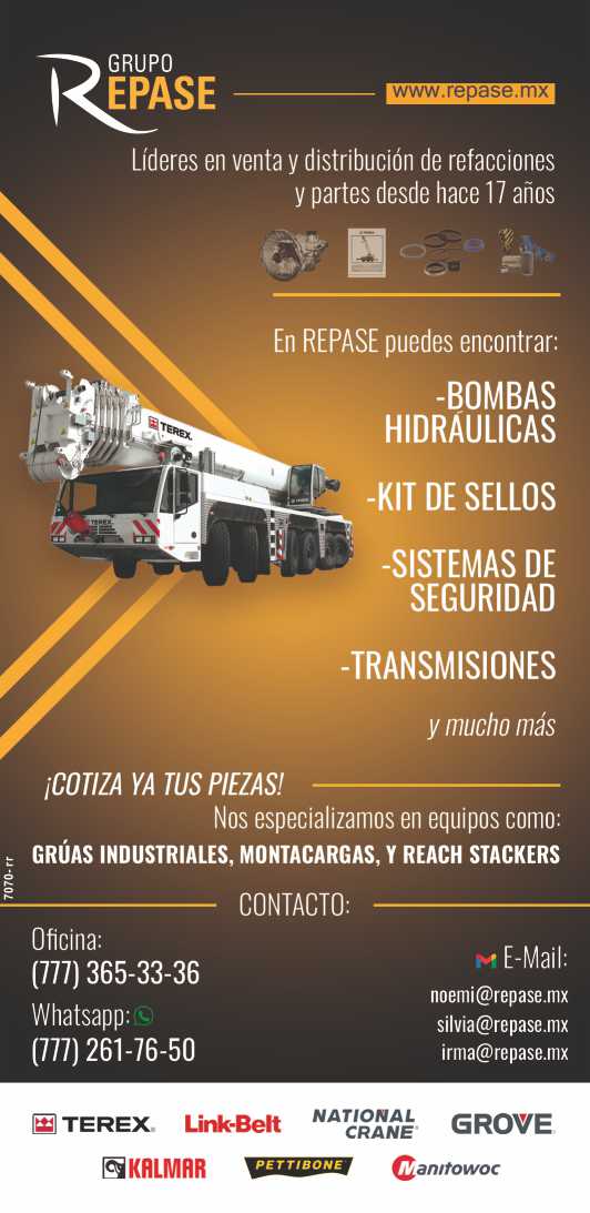 Sale and Distribution of Spare Parts and Parts. Hydraulic Pumps, Seal Kits, Safety Systems, Transmissions. Specialists in Industrial Cranes, Forklifts and Reach Stackers.