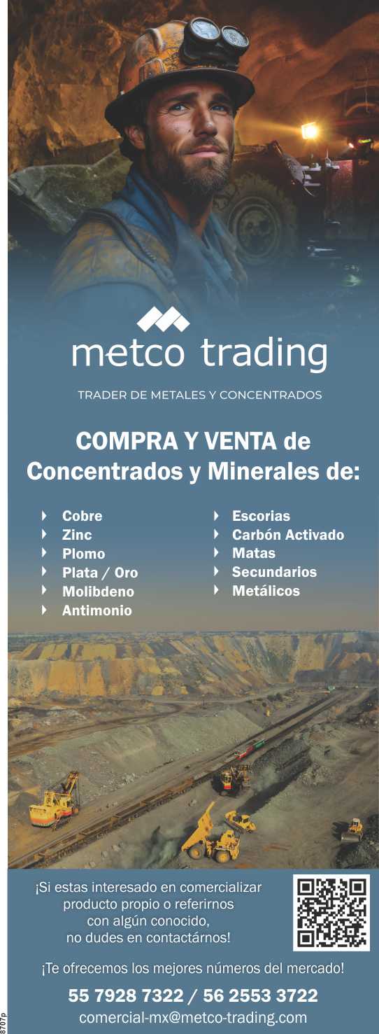 Purchase and Sale of CONCENTRATES and MINERALS of: Copper, Zinc, Lead, Silver, Gold, Molybdenum, Antimony, Slags, Activated Carbon, Mattes, Secondary, Metallic.