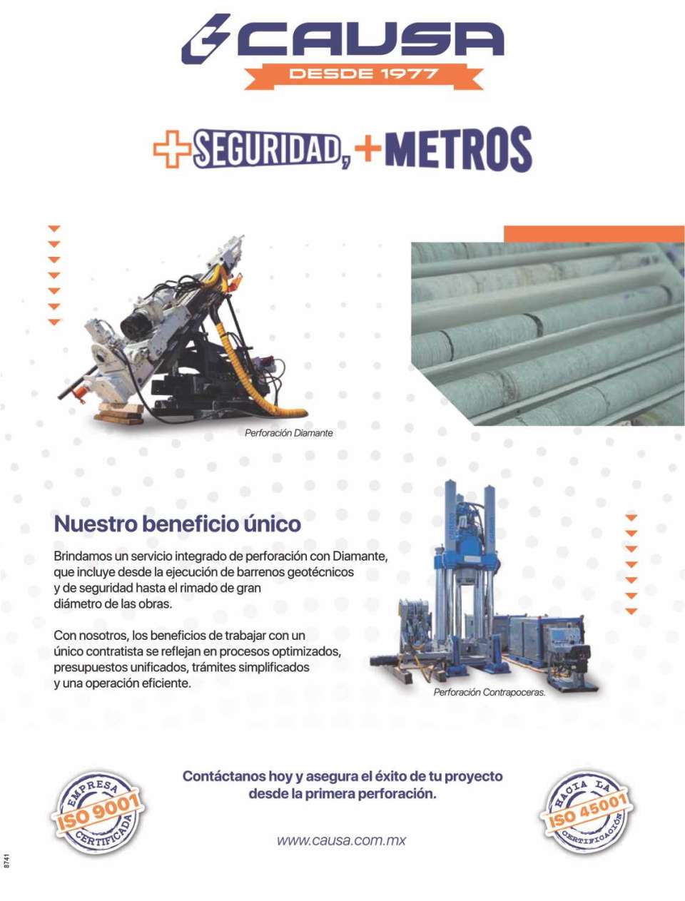 Utilizada para prospectar posibles yacimientos minerales. Equipos con los que contamos:37 Perforadoras para exploracion con diamante y 14 Maquinas diseñadas y fabricadas con nuestra propia tecnologia