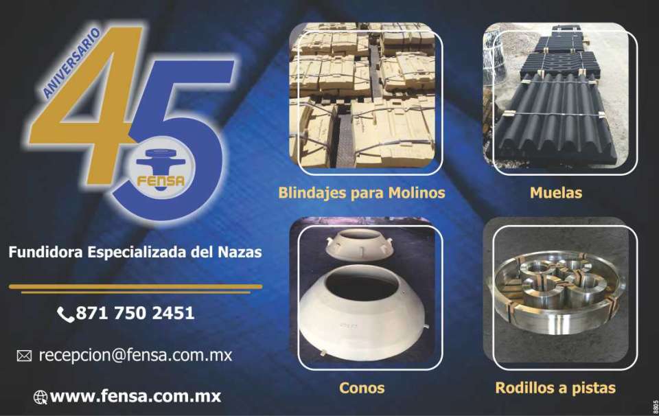 Specialized Foundry of Nazas. Shielding for Mills, Grinding Wheels, Cones, Rollers and Tracks.